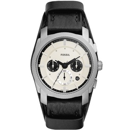 Mens Machine Chronograph Double Pad Black Leather Strap Watch 42mm