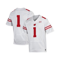 Mens #1 White Wisconsin Badgers Premier Football Jersey
