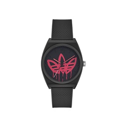 Unisex Three Hand Project Two Black Resin Strap Watch 38mm