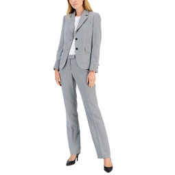 Womens Mini Houndstooth Two-Button Jacket & Flare-Leg Pants & Pencil Skirt