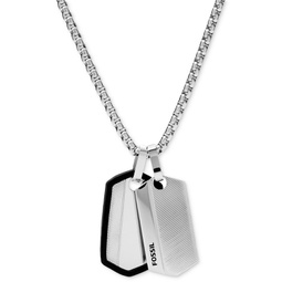 Mens Chevron Stainless Steel Dog Tag Necklace