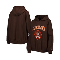 Womens Brown Cleveland Browns Becca Drop Shoulder Pullover Hoodie