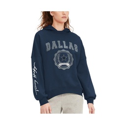 Womens Navy Dallas Cowboys Becca Dropped Shoulders Pullover Hoodie