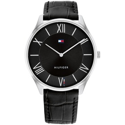 Mens 2H Black Leather Strap Watch 43mm