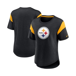 Womens Heather Black Pittsburgh Steelers Primary Logo Fashion Top