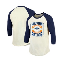 Mens Threads Cream Navy Houston Astros 2022 World Series Champions Divide And Conquer Tri-Blend Raglan 3/4-Sleeve T-shirt