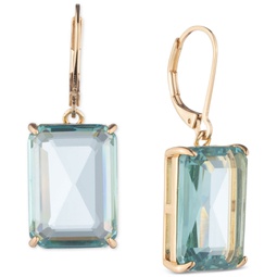Gold-Tone Color Emerald-Cut Stone Drop Earrings