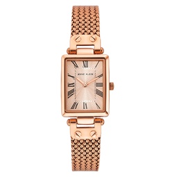 Womens Three Hand Quartz Rose Gold-tone Stainless Steel Band Watch 21.5mm