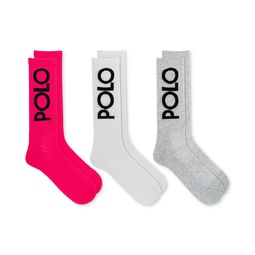 Womens 3-Pk. Big Polo Crew Socks