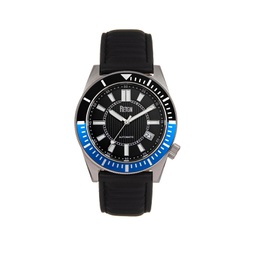 Men Francis Leather Watch - Black/Blue 42mm