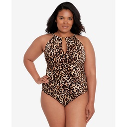 Plus Size High-Neck One-Piece Swimsuit