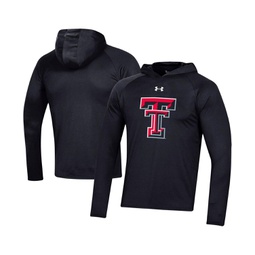 Mens Black Texas Tech Red Raiders School Logo Raglan Long Sleeve Hoodie Performance T-shirt
