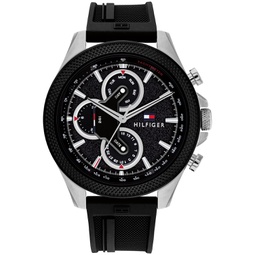 Mens Multifunction Black Silicone Watch 46mm