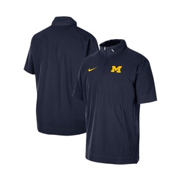 Mens Navy Michigan Wolverines Coaches Half-Zip Short Sleeve Jacket