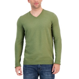 Mens Solid V-Neck Cotton Sweater