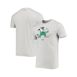 Mens Heathered Gray Notre Dame Fighting Irish Mascot Logo Performance Cotton T-shirt