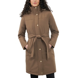 Womens Hooded Belted Raincoat Regular & Petite
