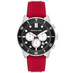 Mens Cunningham Chronograph Red Silicone Watch 44mm