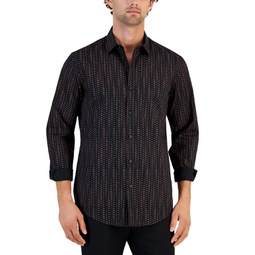 Mens Round Geometric Print Long-Sleeve Button-Up Shirt