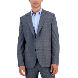 Mens Wool Blend Modern-Fit Check Suit Separate Jacket