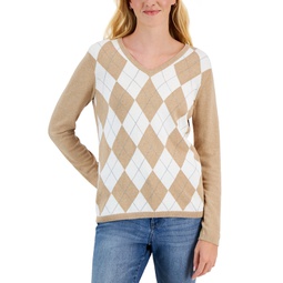 Womens Ivy Argyle V-Neck Sweater
