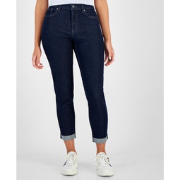 Womens Mid-Rise Tapered Slim Jeans
