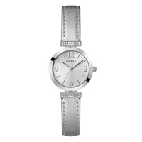 Womens Analog Silver-Tone Leather Watch 28mm
