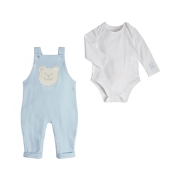 Baby Boys Bodysuit and Heavy Knit Jersey Overall 2 Piece Set