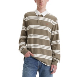 Mens Classic-Fit Striped Long Sleeve Rugby Shirt