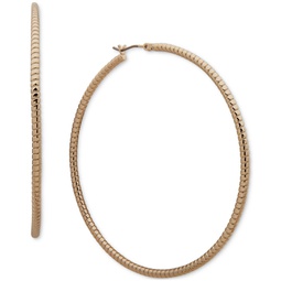 Gold-Tone Thin Snake Chain Large Hoop Earrings 2.45