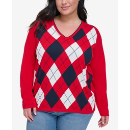 Plus Size Ivy Cotton Argyle Sweater