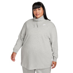 Plus Size Oversized Mock-Neck Fleece Sweatshirt