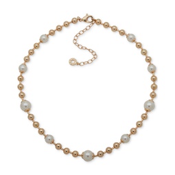 Gold-Tone & Imitation Pearl Beaded Collar Necklace 16 + 3 extender