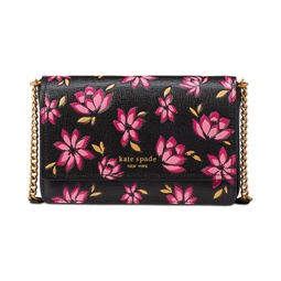 Morgan Winter Blooms Embossed Saffiano Leather Flap Chain Wallet