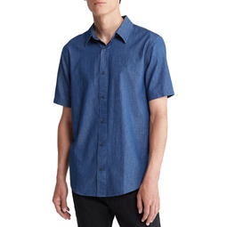 Mens Regular-Fit Solid Button-Down Chambray Shirt