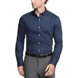 Mens TH Flex Slim Fit Wrinkle Resistant Stretch Pinpoint Oxford Dress Shirt