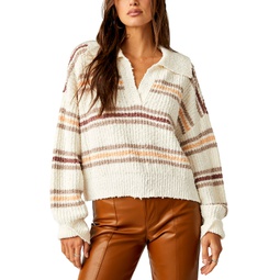 Womens Kennedy Rib-Knit Collared Pullover