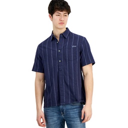 Mens Boxi Textured Stripe Short-Sleeve Button-Down Shirt