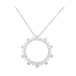 Suzy Levian Sterling Silver Cubic Zirconia Starburst Open Circle Pendant Necklace