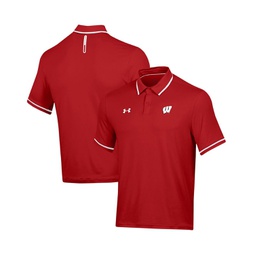 Mens Red Wisconsin Badgers T2 Tipped Performance Polo Shirt