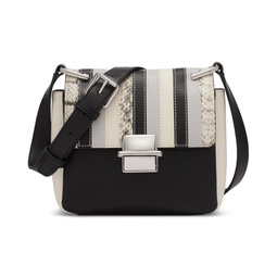 Clove Mixed Material Push-Lock Crossbody with Adjustable Strap