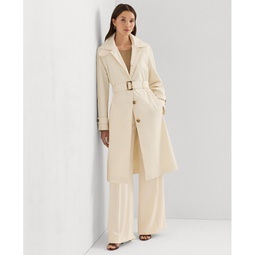 Womens Single-Breasted Belted Trench Coat