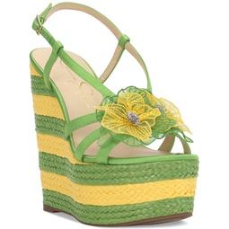 Visela Flower Detail Platform Espadrille Wedge Sandals