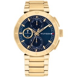 Mens Multifunction Gold-Tone Stainless Steel Watch 44mm