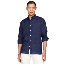 Mens Pigment-Dyed Button-Down Long Sleeve Shirt