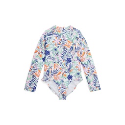 Toddler and Little Girls Tropical-Print One-Piece Rash Guard