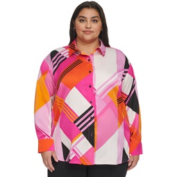 Plus Size Button-Front Blouse First@Macy's