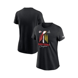 Womens Black Kansas City Chiefs Super Bowl LVIII Champions Lombardi Trophy T-shirt