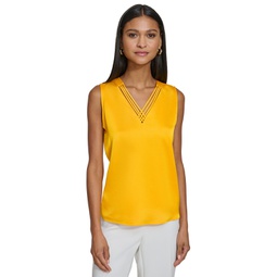 Womens Strappy-Neck Sleeveless Top