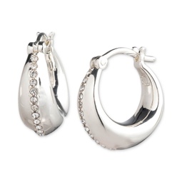 Sterling Silver Extra-Small Pave Sculpted Hoop Earrings 0.37